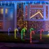 Solar Candy Cane Pathway Light Outdoor Christmas Decor Stake Lamp 8 Light Modes