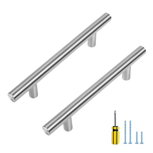 Ravinte 5 Pack 4 inch Brushed Nickel Cabinet Pulls Kitchen Cabinet Handles 6-3/8" Overall Length Satin Nickel Kitchen Cabinet Pulls