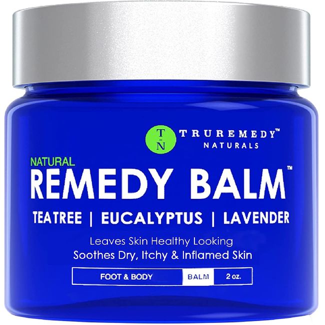 TruRemedy Remedy Tea Tree Oil Balm - Cream for Athletes Foot, Jock Itch, Ringworm, Eczema, Nail Issues, Rash, Skin Irritation - Ointment for Dry, Itchy Skin - Foot&Body Balm, Lavender&Eucalyptus, 2oz