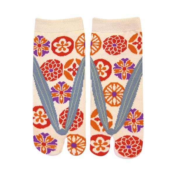 Maeda Dyeing 102729 Women's Sneaker-Length Tabi Socks, Zori Flower Pattern