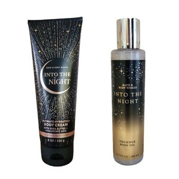 NEW 2 Bath & Body Works Into The Night SHIMMER Body Oil + Body Cream