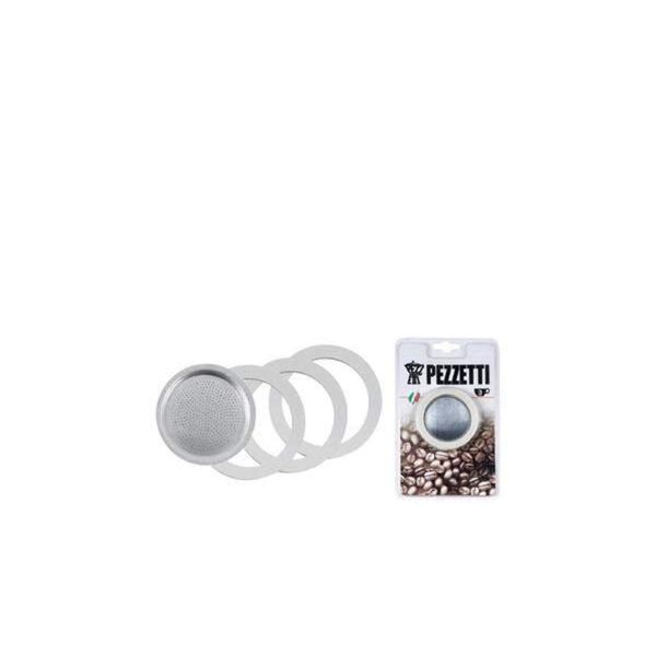 Pezzetti 6 Cup Washers and Filter Moka Pot, White