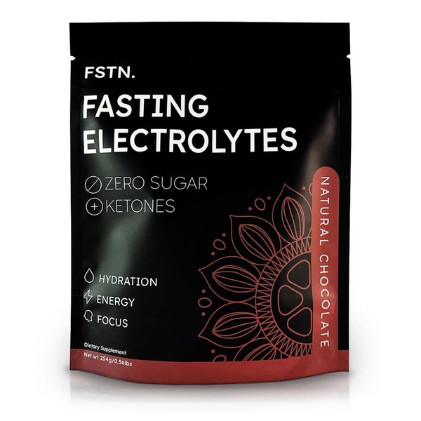 FSTN Fasting Electrolytes - Sugar-Free Chocolate Salt Hydration Powder | Enhanced with Ketones | No Artificial Flavor | 45 Servings