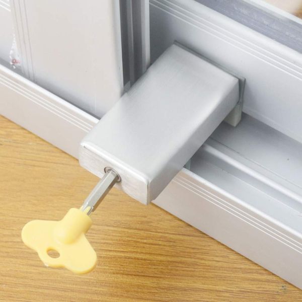 WANLIAN 1PCS Door Window Lock Stopper Adjustable Thick Sliding Safety Anti Theft Children Security LockChild Plastic Steel Aluminium Rails Limit Window Door Anti Slip