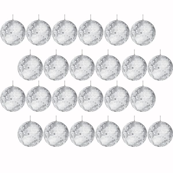 The Dreidel Company Mirror Disco Ball with Attached String for Hanging Ring, Reflects Light, Party Favor, 2" (24-Pack)