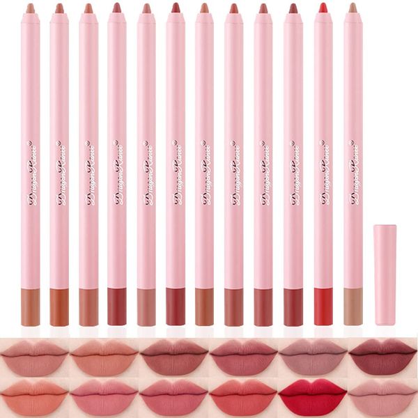 YIBABY Matte Lip Liner Pencil Set, 12 Farben Natural Nude to Dark Waterproof Long Lasting No Fade Soft Pencils Lipstick Makeup Gift Set for Daily Travel Party Work