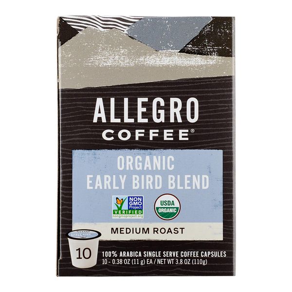 Allegro Coffee, Coffee Early Bird Blend Pods Organic 10 Count, 3.8 Ounce