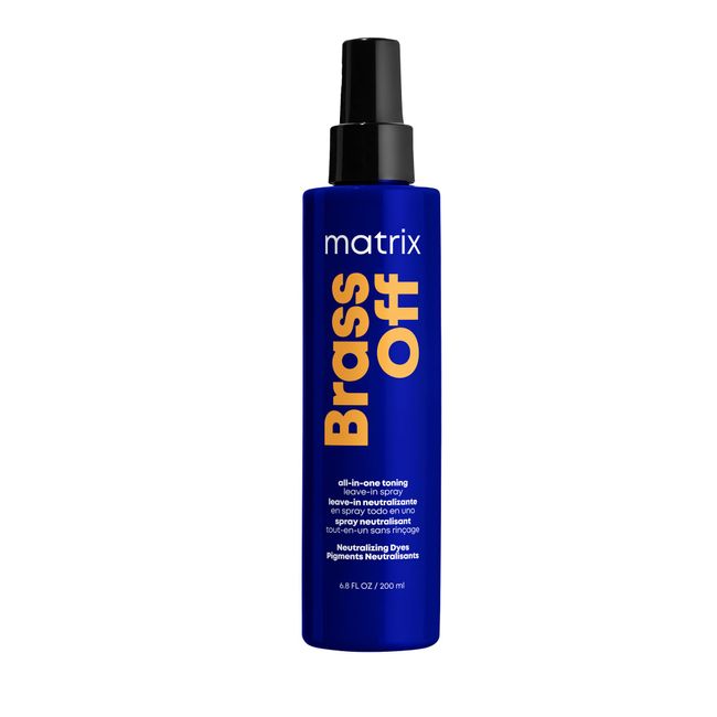 Matrix Brass Off All-In-One Toning Leave-In Spray | Neutralizes Brassy, Orange Tones | Nourishes Hair and Controls Frizz| For Color Treated Hair | 6.8 Fl. Oz