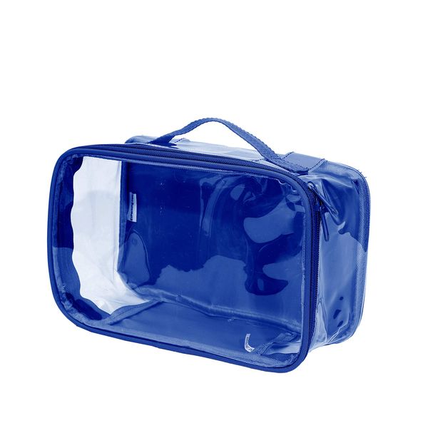 Small Clear Travel Packing Cube/See Through PVC Plastic Pouch for Carry On Suitcase, Backpack or Diaper Bag/Transparent Multipurpose Accessories, Makeup & Underwear Organizer (Royal Blue)