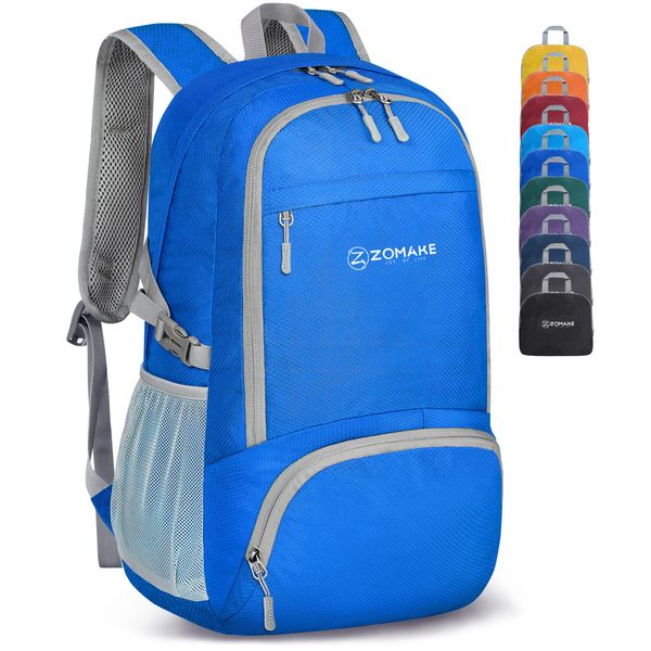 ZOMAKE Lightweight Foldable Backpack - Packable Foldable Rucksack 30L Small Packable Backpcks Walking Rucksacks Travel Daypack For Men Women Outdoor Camping Hiking - (Dark Blue)