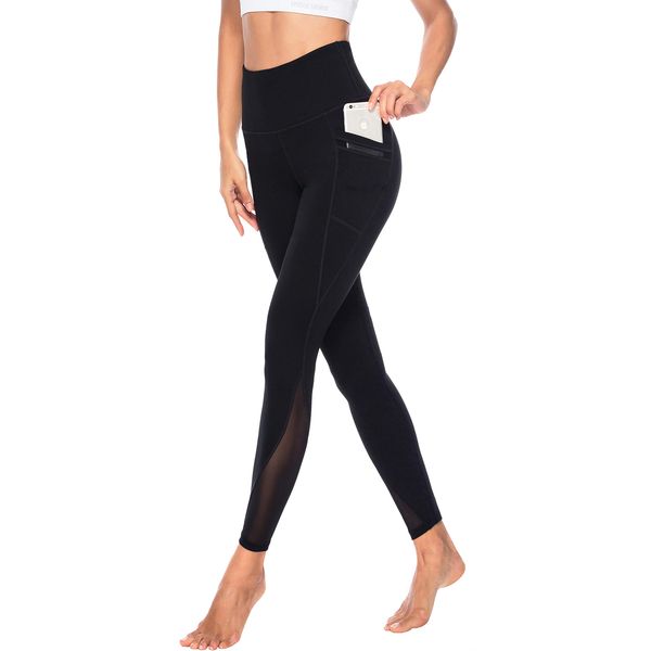 Persit Yoga Leggings Damen, Sporthose Yogahose Sport Leggins Tights für Damen, 38(M), Schwarz