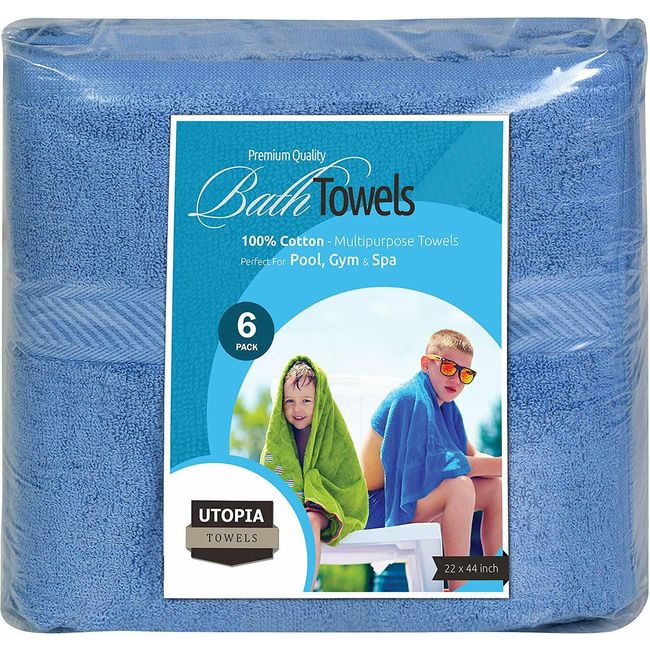 Bath Towels 22 x 44 inches, Set of 6 Ultra Soft 100% Combed Cotton