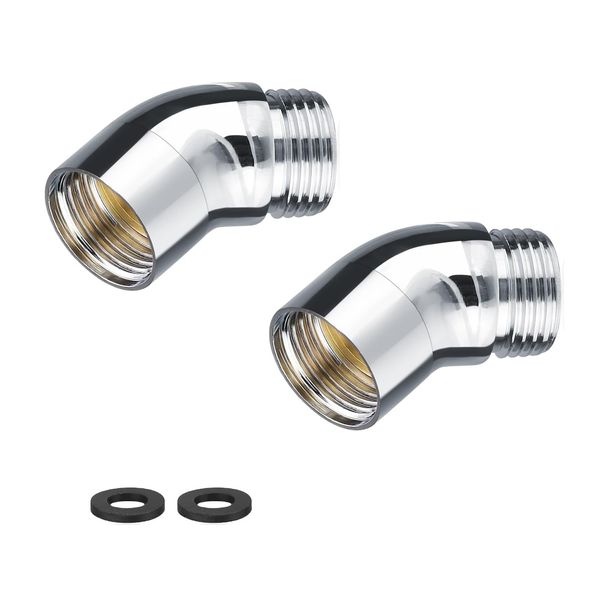 0XBIT 135° Duschschlauch Adapter, 2 Stück Winkelstück für Duschkopf, Mit Gummiring, Geeignet für Duschköpfe, Waschbeckenarmaturen