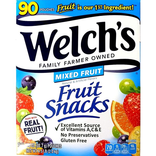 Welch's Mixed Fruit Snacks Pouches with Vitamins A, C & E  90 Ct EXP 03/2026