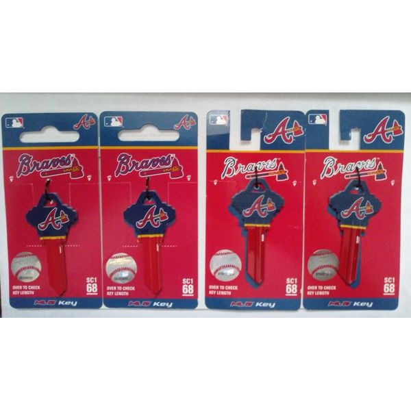 Lot of 4 MLB Atlanta Braves KEY Blanks Schlage SC1 68 NOS Fanatix baseball NEW