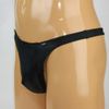 Men's Shiny Stretch Fabric Padded Thong Medium Black