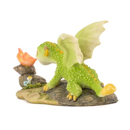 Top Collection Rex The Green Dragon - Mini Collectible Fantasy Figurine (Breathing Fire)