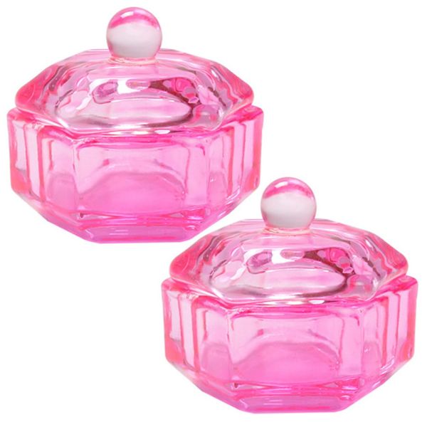 FRCOLOR 2pcs Monomer Dish Acrylic Powder Storage Nail Dish Nail Monomer Liquid Bowl Pink Plates Nail Holder Nail Dappen Dish Acrylic Liquid Holder Novelty Toilet Paper Glass Manicure Tools