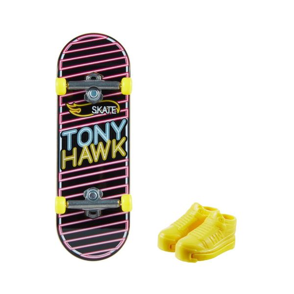 Hot Wheels Skate Tony Hawk Lined Luminescence Mini Skateboard and Shoes HNG33