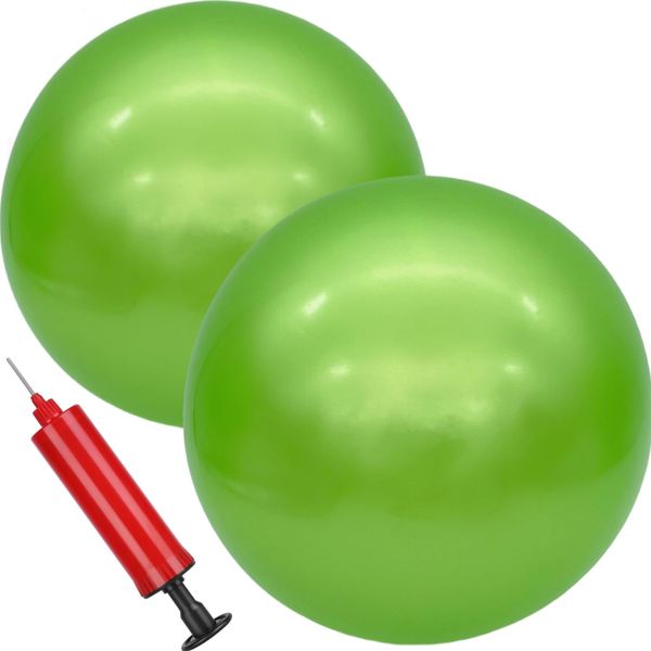 GCQJOQ 2 Pcs 9 Inch Inflatable Bouncy Balls with Hand Air Pump for Indoor Outdoor Play Balls (Green)