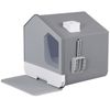 Anti-Splash Closed Cat Litter Box with Litter Scoop Front  Exit Door Ventilate