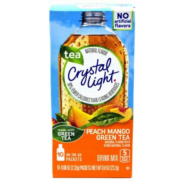 Crystal Light On The Go Peach Mango Green Tea (Pack of 4) Gluten Free - New 2016 Packaging