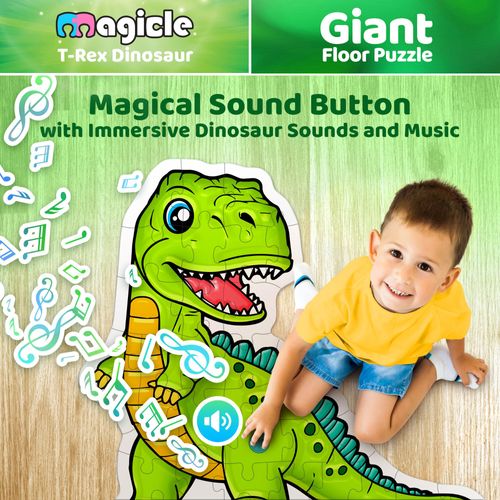T-Rex Giant Floor Puzzle with Sounds, 35 Piece Extra Thick Puzzles for Toddler Boy Toys, Dinosaur Toys for Kids Ages 3-5, Kids Toys 3, 4, 5, 6, 7 Year Old and Above Gift