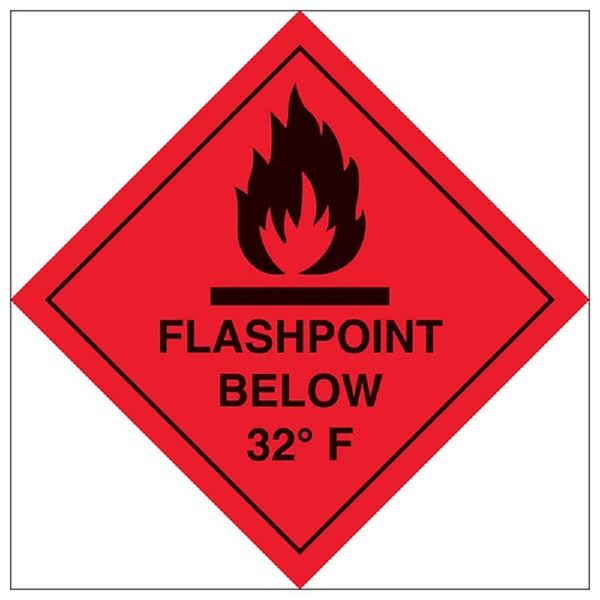 V Safety Hazard diamond - Flashpoint below 32F-300x300mm-Magnetic Safety Sign