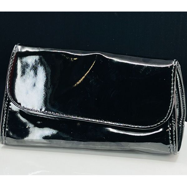 BARE ESCENTUALS bare Minerals * BLACK FAUX PATENT LEATHER MAKEUP BAG * Clutch
