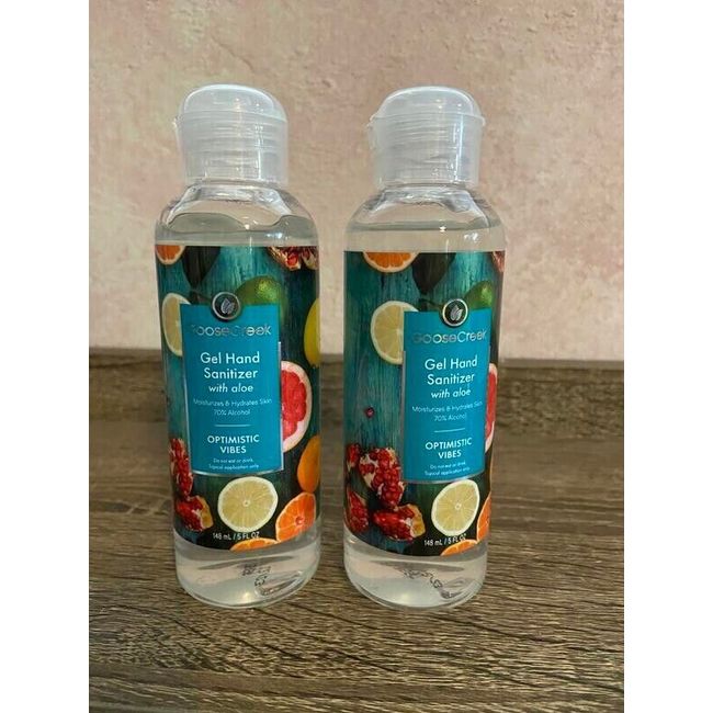 QTY 2 OPTIMISTIC VIBES Goose Creek Scented Anti Bac Gel Hand Sanitizer  5oz each