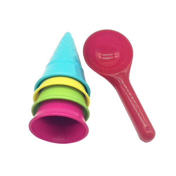 Toyvian Kids Beach Toys Ice Cream Cone Scoop Model Beach Play Toys Children Outdoor Play 5 Pieces (Random Color)