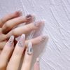 mallnoo 24枚セット 軽奢な大钻石付き ピンクグラデーションネイル 淑女の雰囲気 ネイルチップ
