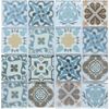 300x300mm Blue Patterned Glass Mosaic Tile Sheet (MT0179)