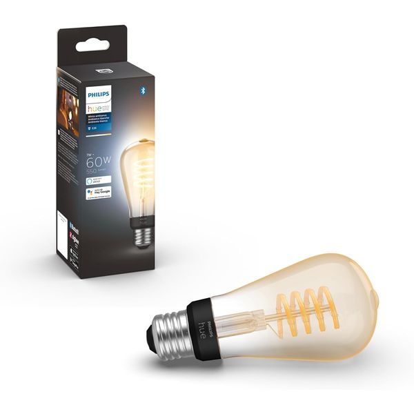 Philips Hue 7W ST19 White Ambiance LED Smart Vintage Edison Filament Bulb, Warm - Pack of 1 - E26 - Control with App - Compatible with Alexa, Google Assistant and Apple HomeKit