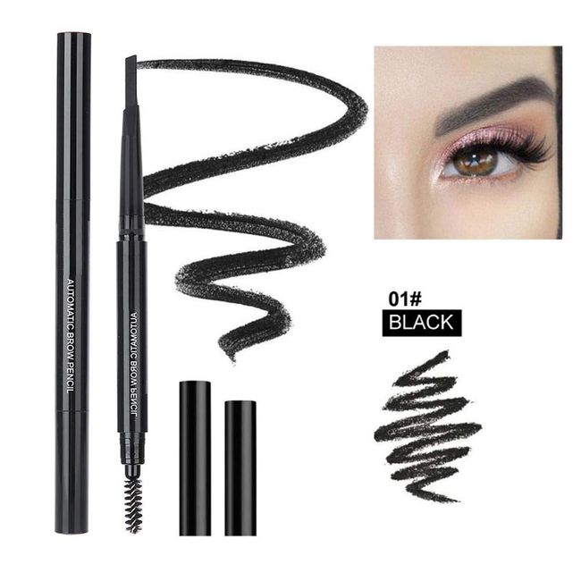 5 Colors Eyebrow Pen, Long Lasting Eyebrow Gel for Waterproof Eyebrow Makeup Waterproof Eye Brow Pencil Triangular Tip with Brush Makeup Cosmetic(Black)