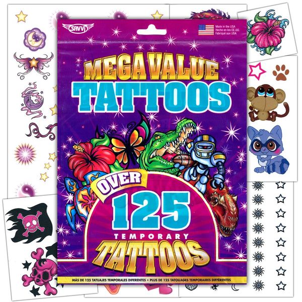 Savvi Mega Value Pack - Over 125 Temporary Tattoos