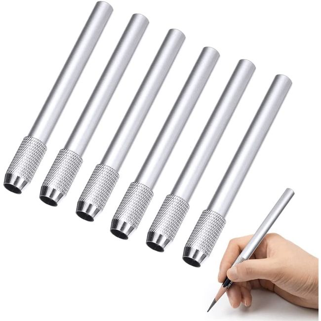 Oneday Pencil Holder Auxiliary Shaft Extension Silver (Set of 6)