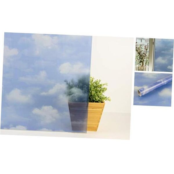 FAB10276 Clouds Self Adhesive Window Film, Blue