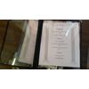 (FIVE) RESTAURANT MENU COVERS 8" x 11" DOUBLE PAGE BLACK TRIM/THUNDER GROUP