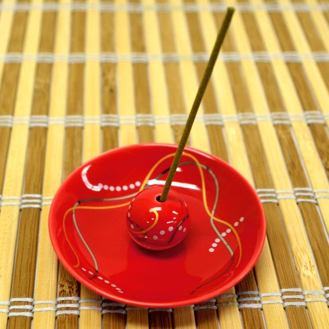 Arita ware Japanese modern taste incense plate &quot;Hana kanzashi [light red]&quot; #3188<BR> [Incense holder] [Pottery] [Incense plate] [Made in Japan] [Kunjudo] [Arita ware] [Japanese style] [Japanese pattern] [Japanese modern] [Classical pattern] [Sti