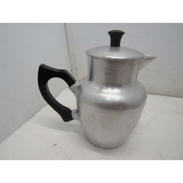 Vintage Super Health 1940's Cast Aluminum Teapot With Wood Handle