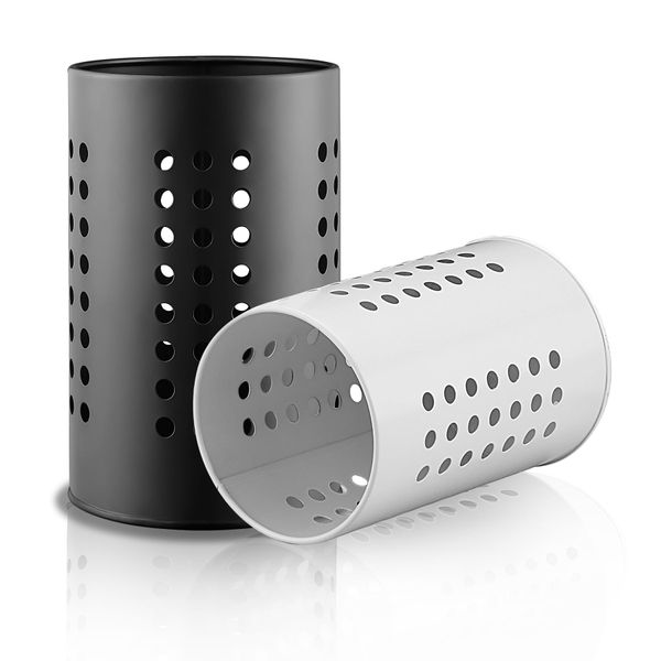 Kyraton Kitchen Utensils Holder Set of 2, Stainless Steels Utensils Caddy, Utensil Organizer for Spatula, Kitchen Decor, Black And White