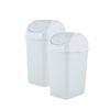 Superio 1.25 Gal Mini Plastic Trash Can with Swing Top Lid – 2 Pack White