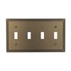 AMERELLE 84T4RB Steps Quadruple Toggle Cast Metal Wallplate in Rustic Brass