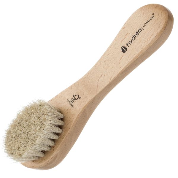 Hydrea London Face Brush - Natural Bristle Dry Facial Cleansing Skin Exfoliator, Gentle Scrub & Exfoliating, Helps Lymphatic Flow – FSC® Certified Beechwood.