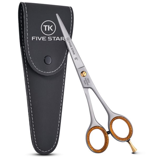 Five Star Solingen Mercury Professionelle 6 Zoll extra scharfe Friseurschere Haarschere Haarschneideschere Rostfrei für Damen Herren Friseure und Kinder für kräftiges sowie feines Haar geeignet