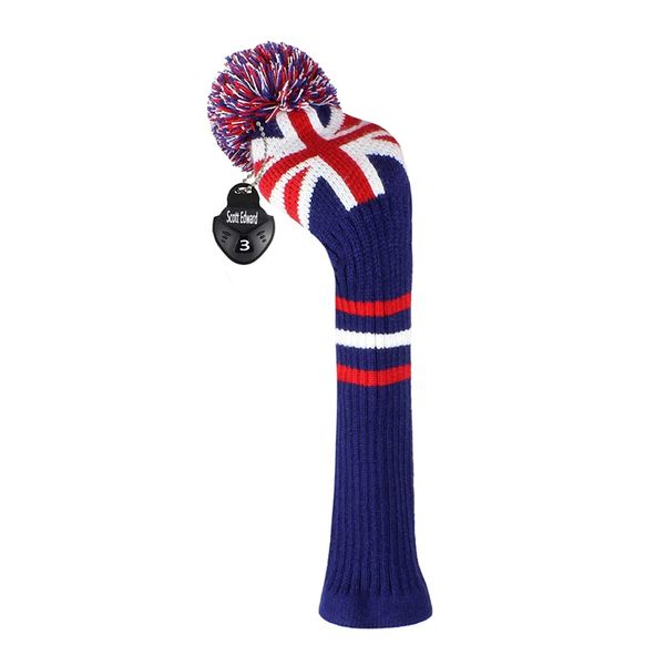 Knit Driver Woods Golf Club Head Cover, 1pcs Pack, Fit Driver(460cc), with Rotating Number Tag (UK Stripes)