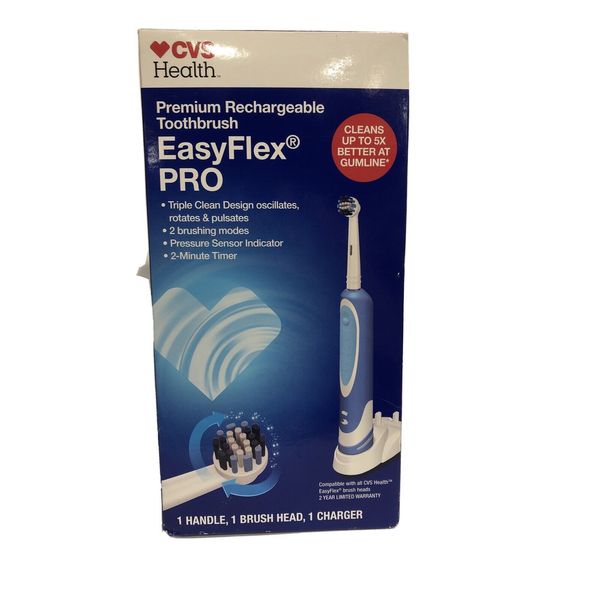 CVS HEALTH EASY FLEX PRO PREMIUM RECHARGEABLE TOOTHBRUSH NEW SEALED ADA