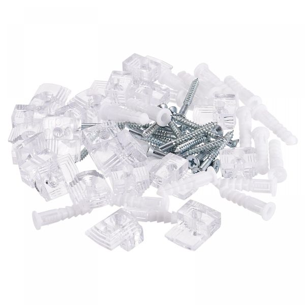 sourcing map Glass Retainer Clips Kit, 16mmx21mm Cabinet Door Clips Mirrors Holder for 6mm Glass with Expansion Tubes and Screws, 30pcs