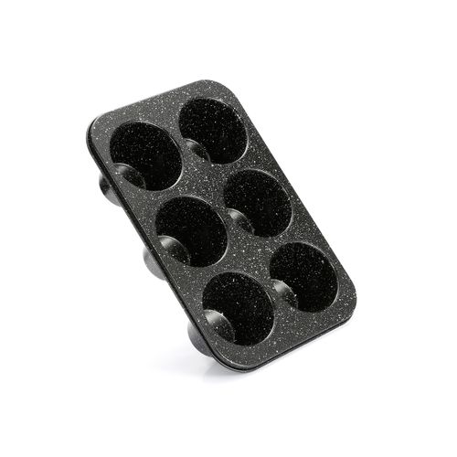 Monfish Jumbo Deep Muffin Pan 6 Extra Large Cup Cupcake Tray Black Granite Finish Muffin Tin Carbon Steel